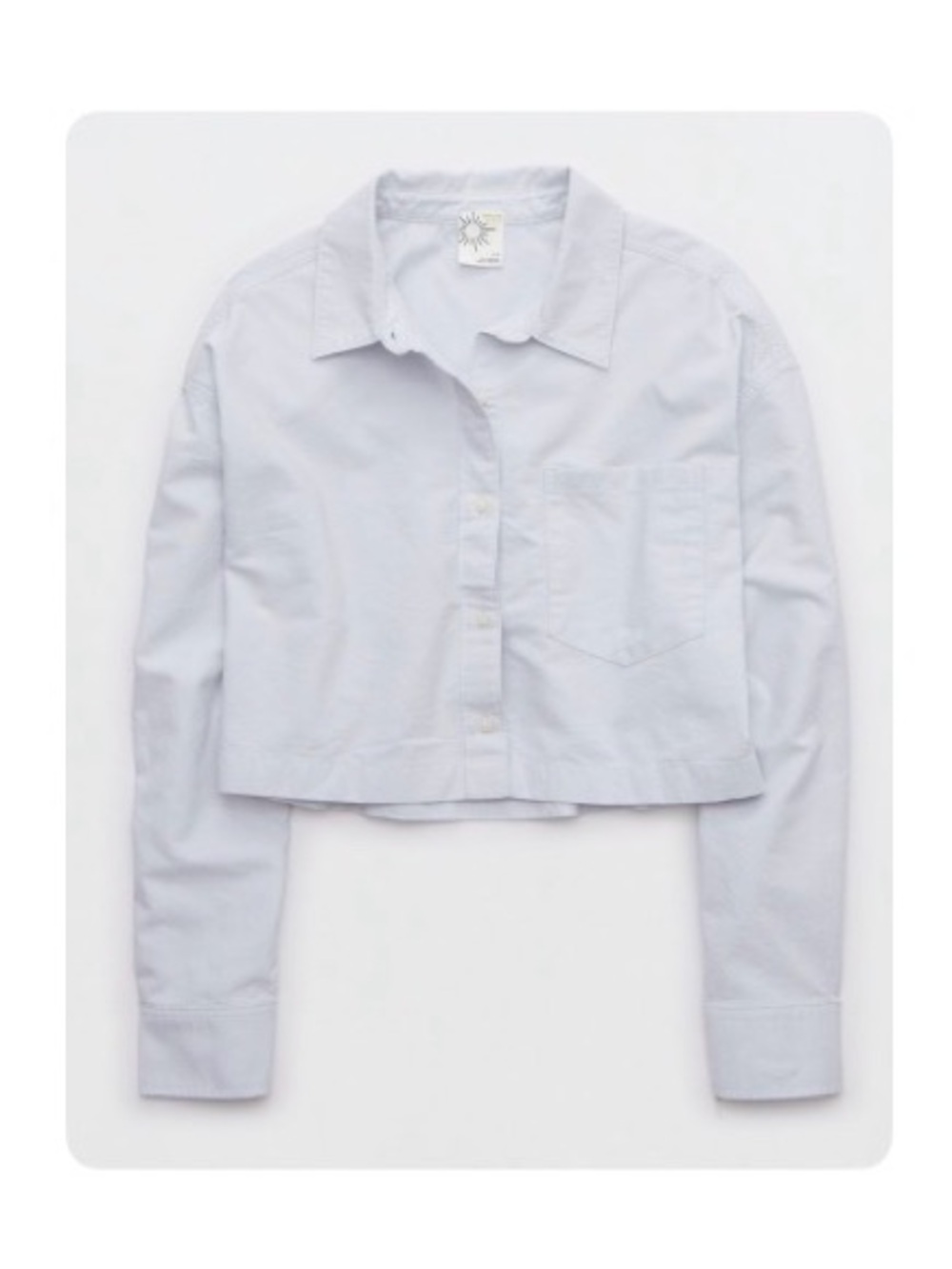 Women’s Oversized Light Gray Cropped Button-Up Shirt - L/G - Offline by Aerie